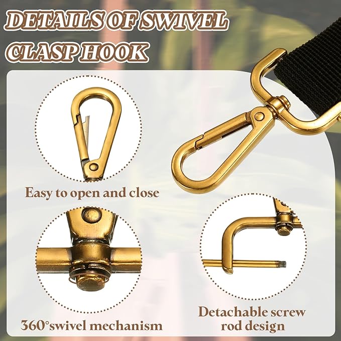 PATIKIL 1.5 Inch Swivel Clasp Hooks, 2 Pcs Detachable Snap Hook Swivel Lobster Claw Clasps with Screw Bar for Bag Strap Purse Lanyard DIY Craft Hardware, Gold