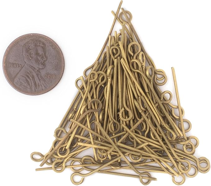 The Bead Chest Brass 21 Gauge 1 Inch Eye Pins (Approx 100 Pieces)