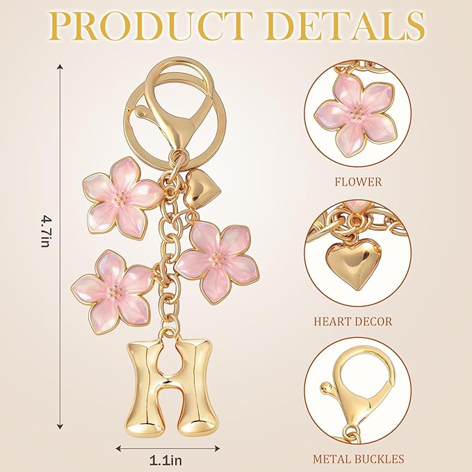Snycler Bubble Initial Keychain Graceful Flower for bags car remote–A-Z Letter Charms for Women