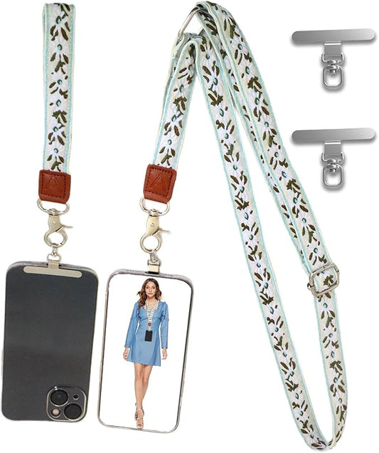LEMEDE Wrist Keychain and Adjustable Phone Lanyard, Silver Hook Phone Crossbody Strap with 360° Rotating Phone Pads