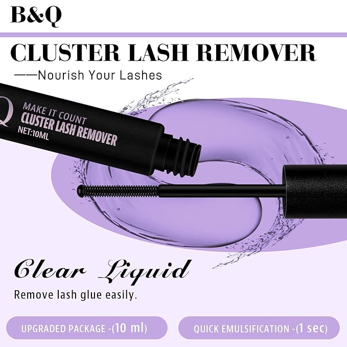 B&Qaugen B&Q Lash Remover for Lash Clusters 10 ML Lash Cluster Remover Cluster Lash Remover Cluster Lash Bond Remover Lash Adhesive Remover Lash Glue Remover Lash Bond and Seal Remover（Remover-10ML）