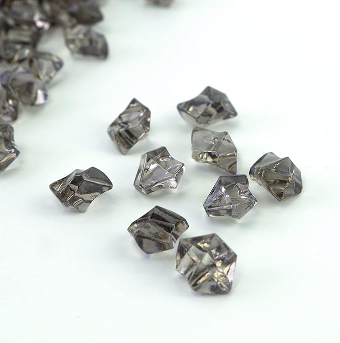 HappyFiller Fall Christmas Decoration 160 Pack Gray Fake Crystal Ice Stone,Acrylic Rocks Gems,Grey Vase Fillers Diamond Cube,Table Scatters,Arts Craft,Wedding Centerpieces,Party Event Decor,Fishbowl