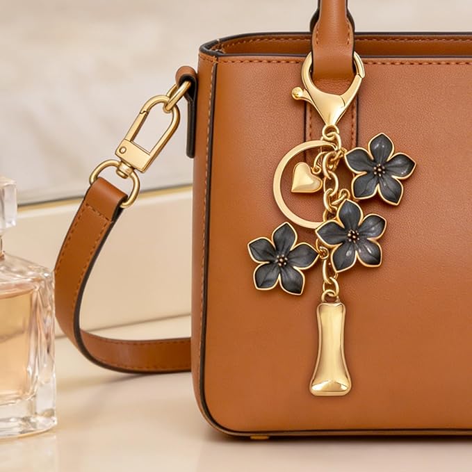Snycler Bubble Initial Keychain Graceful Flower for bags car remote–A-Z Letter Charms for Women