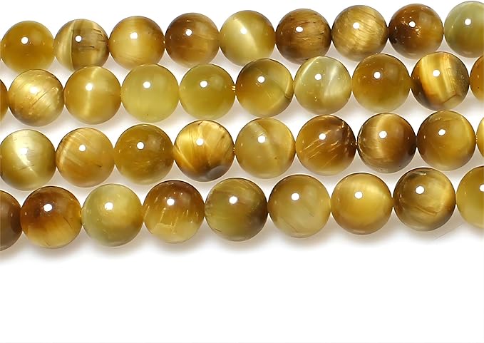 MJDCB Natural Stone Beads 4mm 85pcs Round Golden Tiger's Eye Loose Gemstone Bead Charms for Jewelry Making Bracelet Necklace Earring Pendant