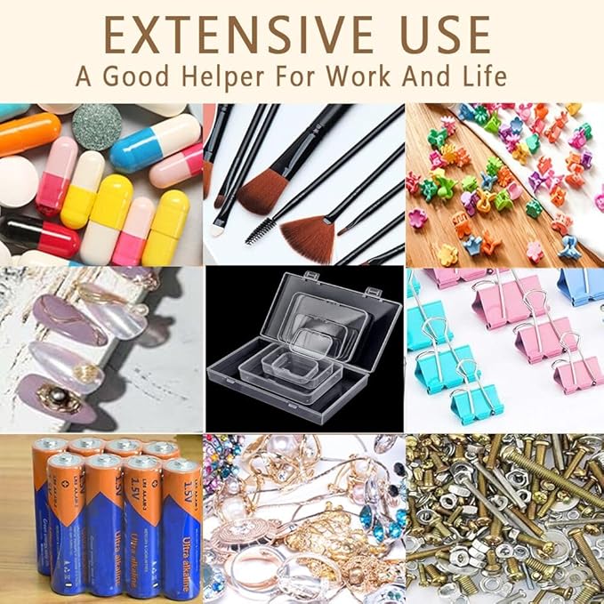 Bead storage container,140pcs Transparent Plastic Storage Containers Different Sizes,Crayon Box, Small Item Management Box And Labels,DIY Jewelry Craft Nails, Bracelets, Jewelry, Diamonds, 4.5x3.3x1.1