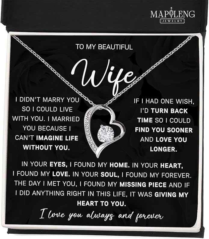 Mapileng To My Wife – Love Knot Necklace from Husband with Heartfelt Message Card & Elegant Luxury Gift Box, A Meaningful Romantic Jewelry Gift for Anniversary, Birthday, Wedding, Christmas