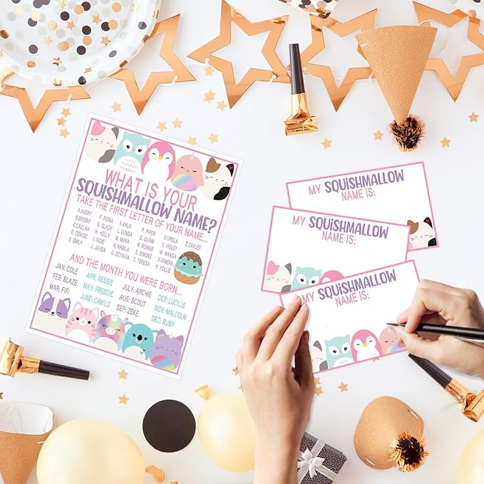 Cute Animal Party Favors, Cute Annimal Party Decorations, Theme Birthday Sign with 1 Birthday Activity Sign for Girls Holiday 30 Cards for Kids Tea Activity Favors