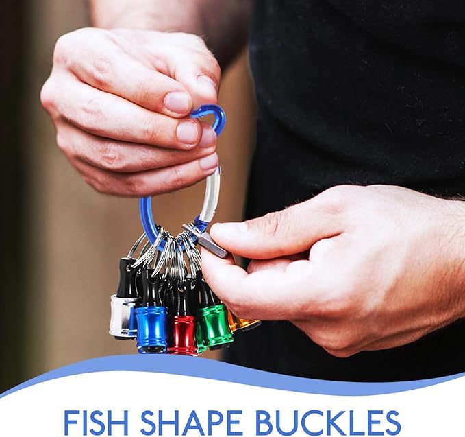 NOLITOY 10Pcs Fish Shaped Carabiner Clips: Aluminum Alloy Spring Hooks - Mountaineering Hooks for Outdoor Camping Hiking Fishing Backpack Belt Keys