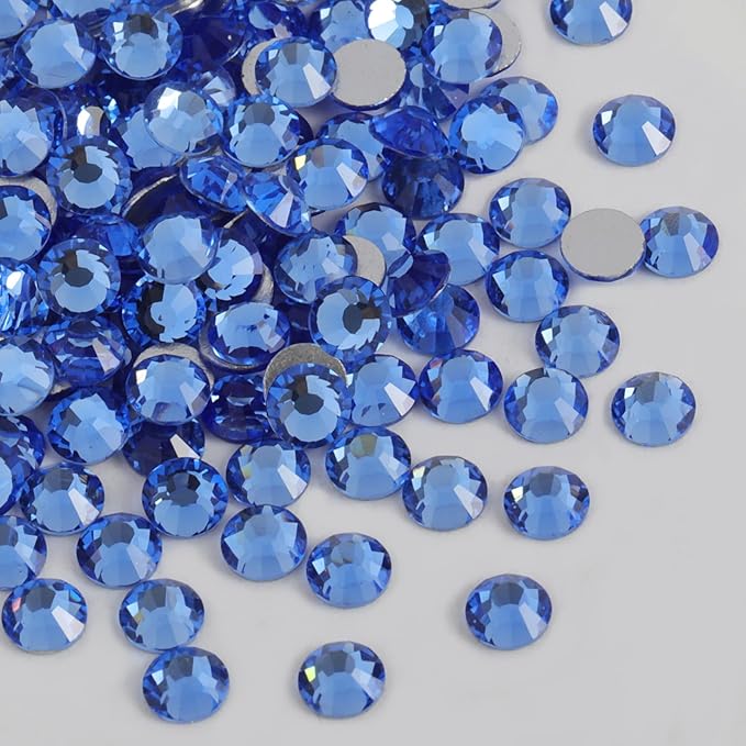beadsland Flat Back Crystal Rhinestones Round Gems for Nail Art and Craft Glue Fix,Light Blue (4.6-4.8mm) SS20/1440pcs