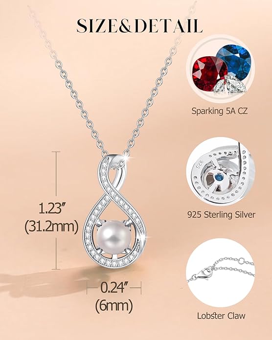 FANCIME Birthstone Necklaces for Women Fine Jewelry Sterling Silver Infinity Pendant Anniversary Birthday Gifts for Her Women Wife Mom Lady Daughter, Chain 16"+2" Extend