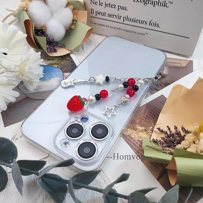 1-4PCS Cute Phone Charms Aesthetic Y2K Cell Phone Charms Strap Pink Strawberry Butterfly Star PhoneCharm Y2K Accessories for Bag Keychain Airpods Camera Pendants Decor