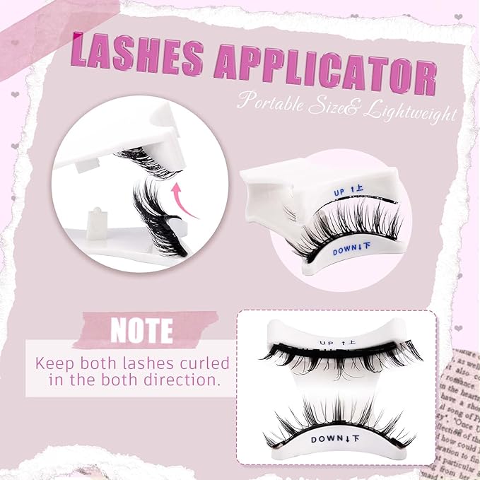 FADLASH 2 Pair Magnetic Lashes Natural Look Reusable Magnetic Eyelashes with Applicator No Glue Needed Wispy Lashes Soft Comfortable Eyelashes(B01)