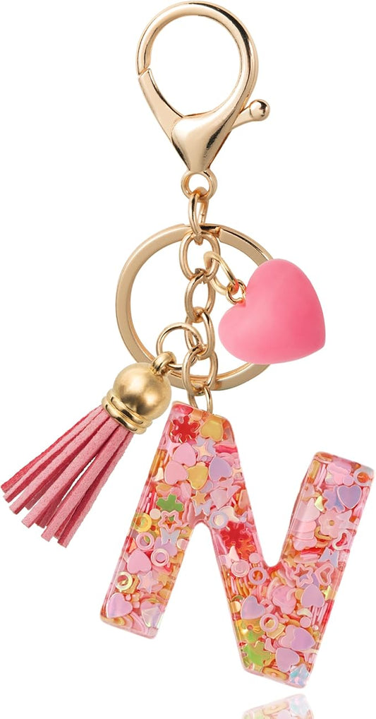 Alphabet Initial Letter Keychain Cute Heart Resin - Letter Keychain for Backpack Charms - Initial Keychains for Women