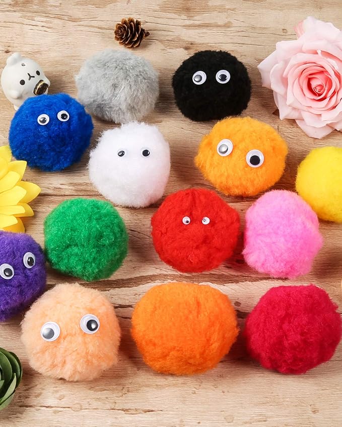 Pllieay 30pcs 15 Colors 2.4 Inch Very Large Assorted Pom Poms Arts and Crafts for DIY Creative Crafts Decorations, Water Balloons Outdoor Water Toys