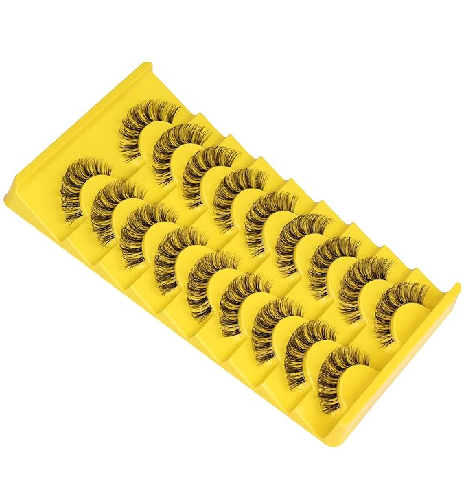 Russian Strip Lashes D Curl zanlufly Fluffy Wispy Clear Band False Eyelashes Cat Eye 6D Lashes Pack