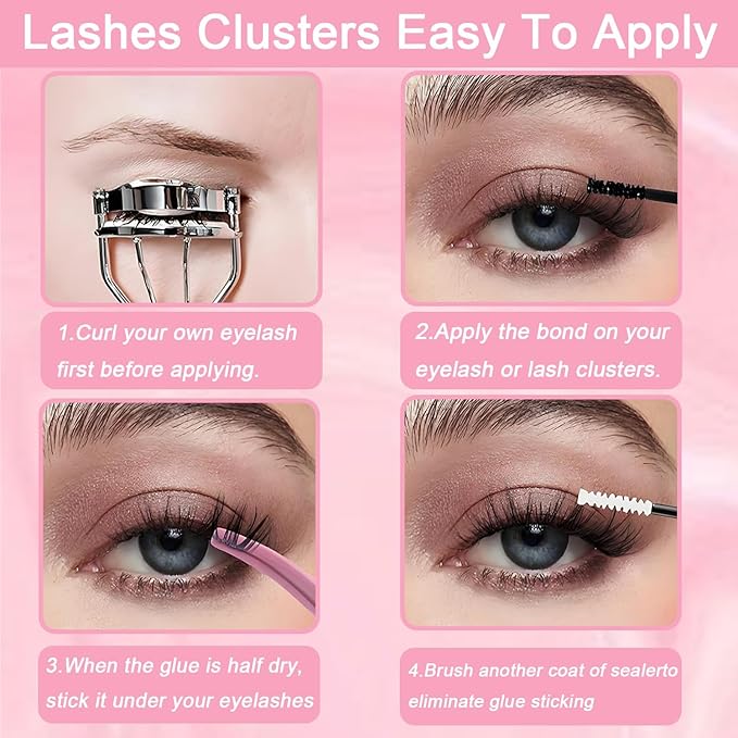Manga Lash Clusters, 640 Pcs Eyelashes Clusters Extensions 9-16mm Individual Lashes D Curl Fluffy Wispy False Eyelashes Thin Band (40D&50D)