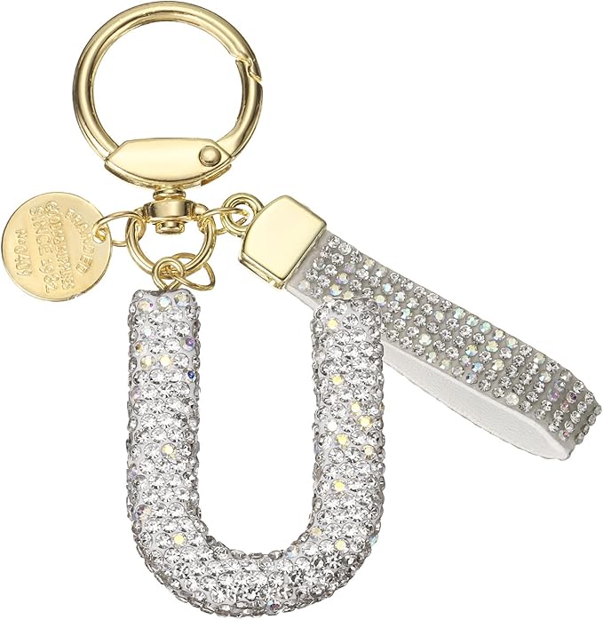 PATIKIL Initial Letter Keychain, Cute Sparkly Rhinestone Key Chain Alphabet Charm for Car Keys Handbags Purse