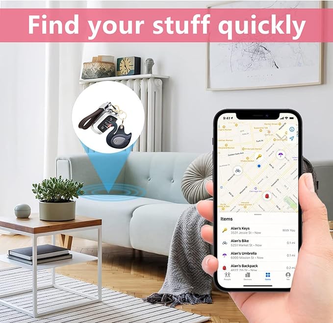 Leather Keychain Holder Case Compatible with AirTag,Cute Protective Cover with Keyring,Anti-Scratch Finder GPS Tracker Case for Wallet Keys,Bag,Pets(Swan Black)