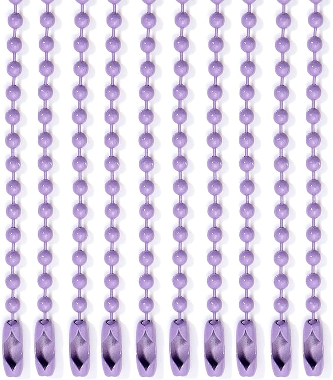Lemonkey 10Pcs Ball Beads Chains Bulk,Purple Keychains Rings Metal Chains,4 Inch Dog Tag Metal Small Chains with Connectors for Hanging Decoration