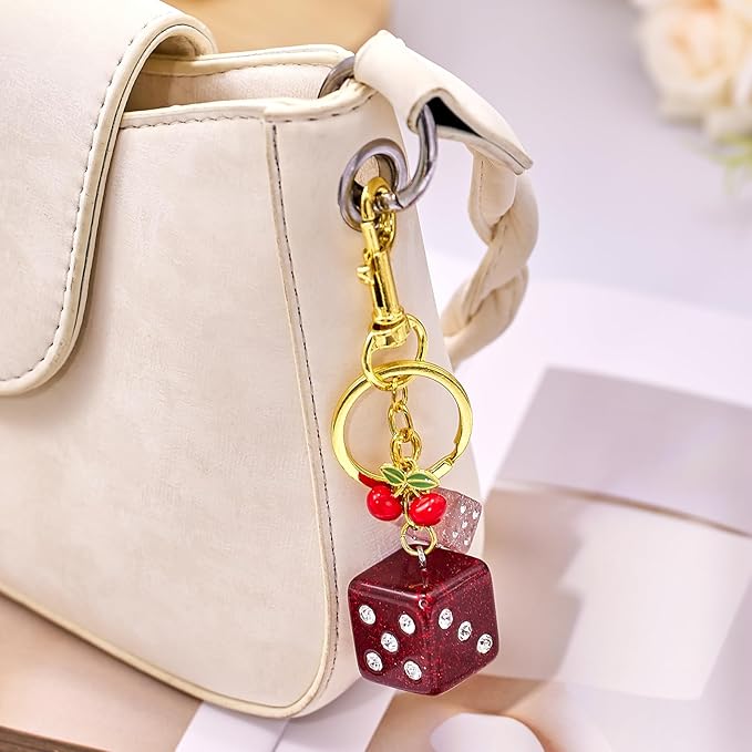 Bag Charms for Handbags-8 Ball Dice Keychain Backpack Charm Purse Dice & Star Charms Women Girl