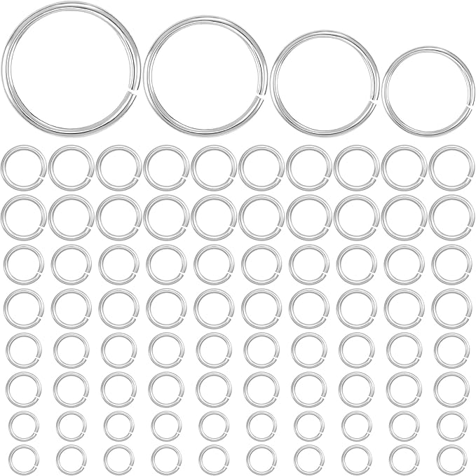 1540pcs Jump Rings for Jewelry Making, Silver Plated 4/5/6/7 mm Open Jump Rings, 20 Gauge Thickness Split Connector Ring for Earrings, Bracelets, Necklaces, DIY Crafts