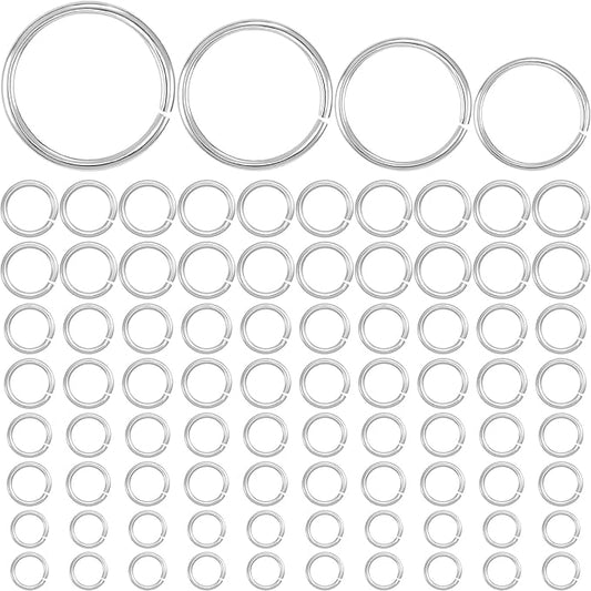 1540pcs Jump Rings for Jewelry Making, Silver Plated 4/5/6/7 mm Open Jump Rings, 20 Gauge Thickness Split Connector Ring for Earrings, Bracelets, Necklaces, DIY Crafts
