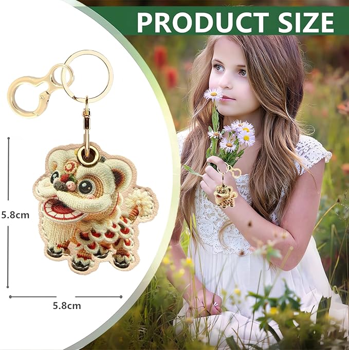 Leather Keychain Holder Case Compatible with AirTag,Cute Protective Cover with Keychain Ring,Anti-Scratch Finder GPS Tracker Case for Wallet Keys,bag,pets(Lion)