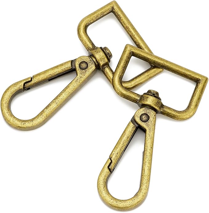 9 Pcs D Ring Swivel Lobster Claw Clasp Push Gate Snap Hooks Trigger Clips for DIY Crafts Keychain Purse Handbag Making,1 Inch Bronze