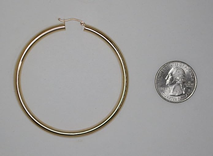 14K Gold Hoop Earrings, 4mm Thick