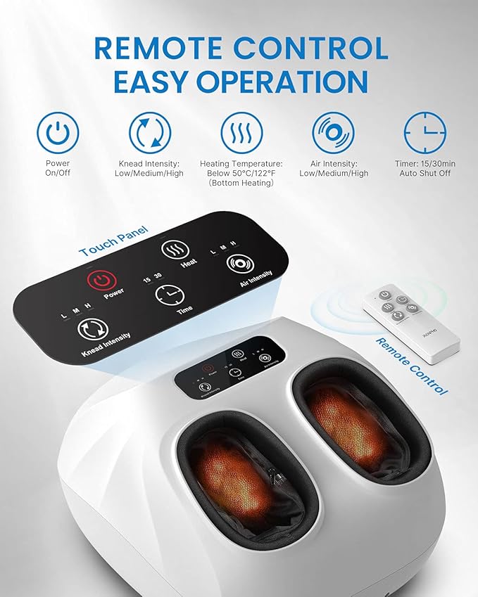 RENPHO Foot Massager Machine with Heat [2026 Upgraded], Shiatsu Foot Massager for Plantar Fasciitis, Cordless Control, FSA Eligible HSA Store Eligible, Up to Size 14, WH