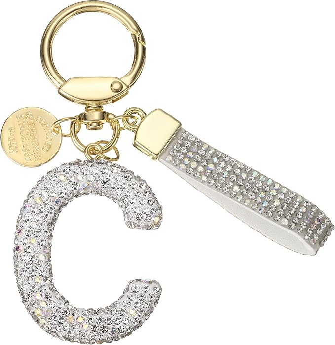 PATIKIL Initial Letter Keychain, Cute Sparkly Rhinestone Key Chain Alphabet Charm for Car Keys Handbags Purse