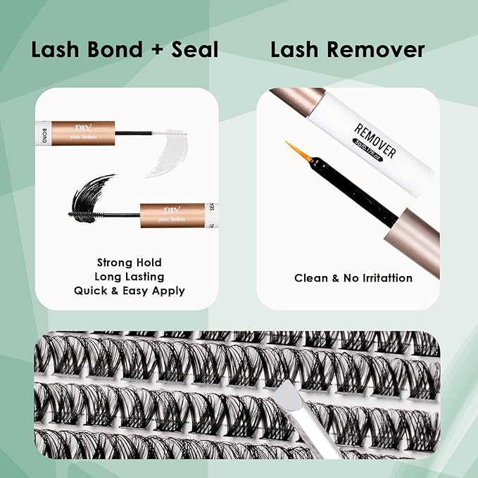 Lash Clusters Kit 168pcs Eyelash Clusters 10-18mm Cluster Eyelash Extensions Natural Eyelashes Wide Band Cluster Lashes Soft False Eyelashes Lash Extension Kit with Bond and Seal and Remover-M37+M38