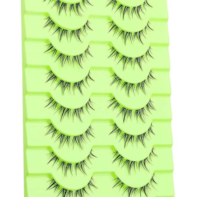 outopen Manga Lashes Natural Look Wispy Fluffy Asian Cosplay Eyelashes Spiky Japanese Anime Lashes 3D Short Fake Eyelash 10 Pairs Pack (A-Y39 | 8-12MM)