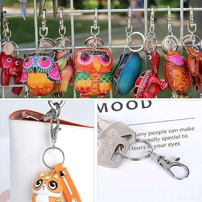 400 Pcs Keychain Hooks with Key Rings,1.38inch Metal Swivel Lobster Claw Clasps for DIY Crafts, Lanyard Making.(Claw Clasp 200pcs+Key Ring 200pcs)