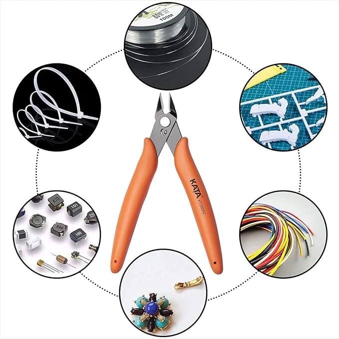 KATA Micro Wire Cutters Pliers: Precision Flush Cutter Tool for Jewelry Making, Hobby Models, Gundam, Electronics - 2-Pack Small Zip Tie Cutter Nippers - Mini Side Cutting Snips with Ergonomic Handle