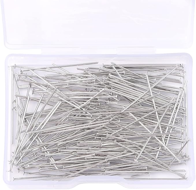 Platinum Plated Flat Head Pins Non Tarnish 30mm 200pcs for Jewelry Making Findings