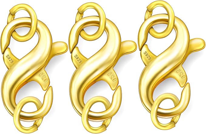 Dailyacc S925 Double Opening Lobster Clasp Sterling Silver and Gold Necklace Bracelet Extender Clasps and Closures for DIY Jewelry