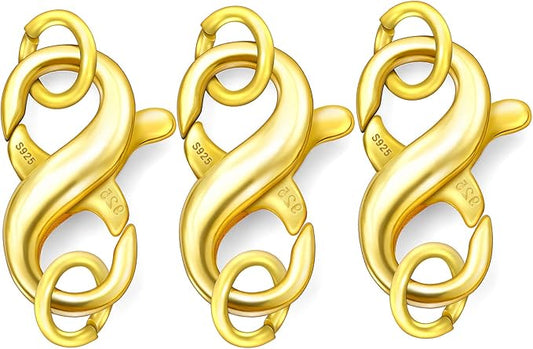 Dailyacc S925 Double Opening Lobster Clasp Sterling Silver and Gold Necklace Bracelet Extender Clasps and Closures for DIY Jewelry
