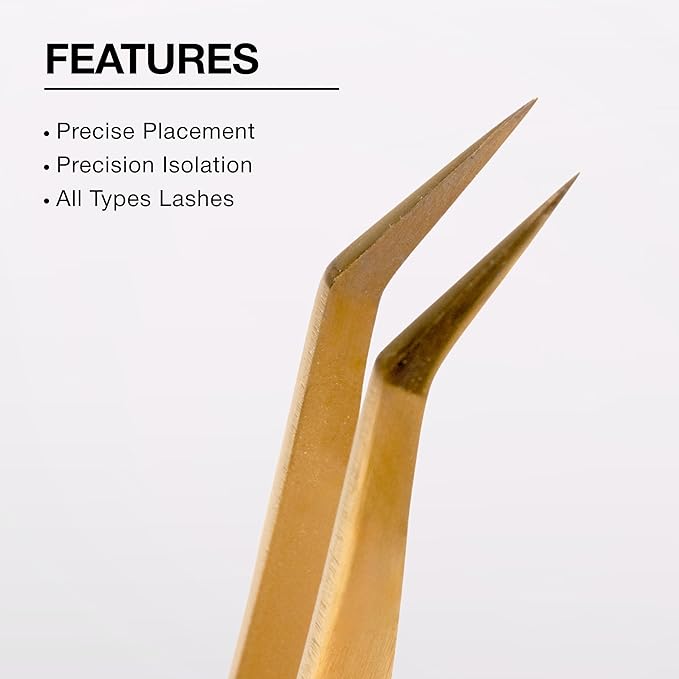 Curacoro Lash Tweezers for Eyelash Extensions - LashSmith 50° Short Tip Tweezer for Isolation, Fan Pickup & Multiple Lashing Techniques