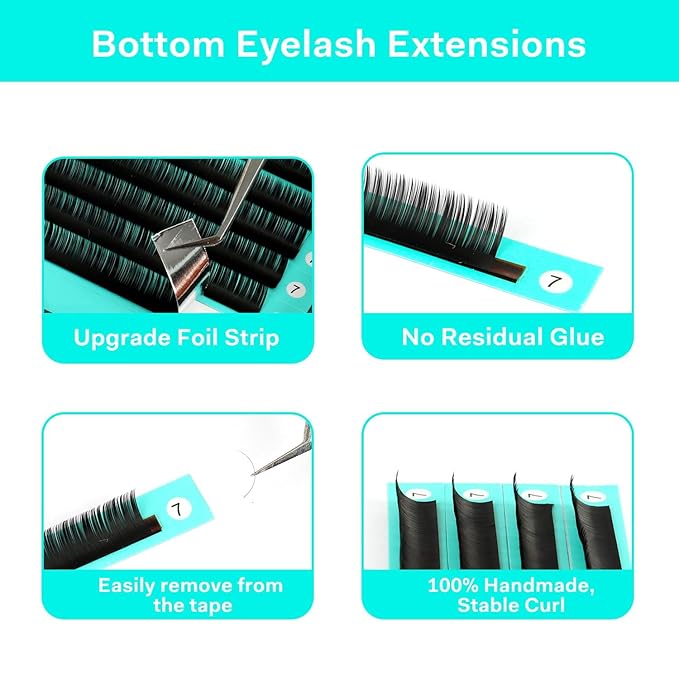 VAVALASH Bottom Lash Extensions 5/6/7mm Mixed Under Bottom Lower Eyelash Extensions Natural Bottom Lashes（0.03-B-5-7mm Mixed）, Black