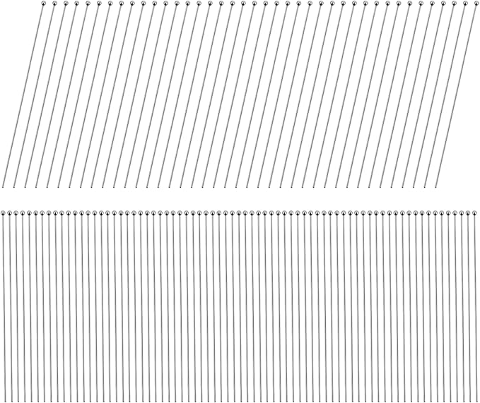 200PCS Head Pins for Jewelry Making, Stainless Steel Eye Pins for Jewelry Making, 70mm Silver Ball Head Pin, Bendable Jewelry Findings for DIY Crafts