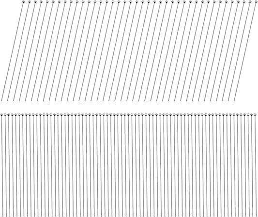 200PCS Head Pins for Jewelry Making, Stainless Steel Eye Pins for Jewelry Making, 70mm Silver Ball Head Pin, Bendable Jewelry Findings for DIY Crafts