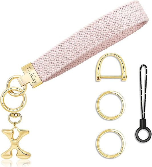 Stretchy Wristlet Initial Keychain, Key Chains Women Cute with Keyring, Llaveros para Mujer, Car Key Accessories