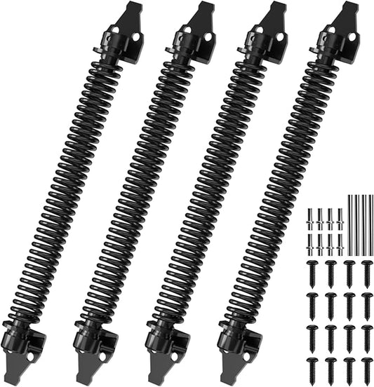 14" Gate Spring Self Closing Heavy Duty Outdoor Door Spring Automatic Gate Closer, Adjustable for Wooden and Vinyl Fence, Black,4 Pack