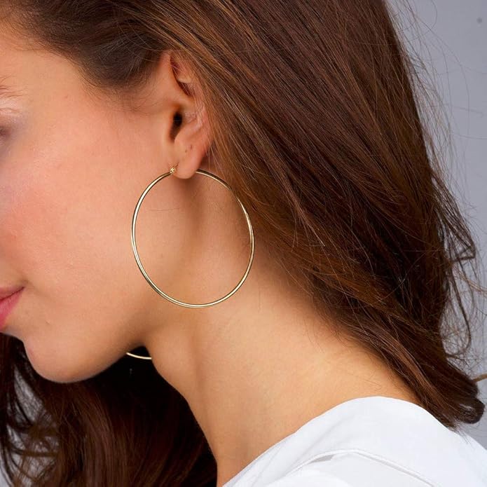 M MOOHAM 14K-Gold-Plated Hoop Earrings for Women - Hypoallergenic 14K Gold 925 Sterling silver-plated Post Sensitive Ears Nickel Free Hoops Earrings Set for Women Jewelry Lightweight 13-60mm