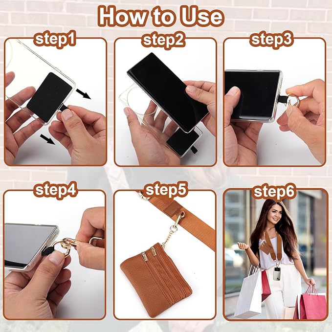 XANGNIER Clip and Go Strap for Phone with Wallet Crossbody, Phone Strap with Zippered Wallet, Adjustable Anti Theft Cellphone Lanyard for Women, Cellphone Chain Accessories,Multicolor 13