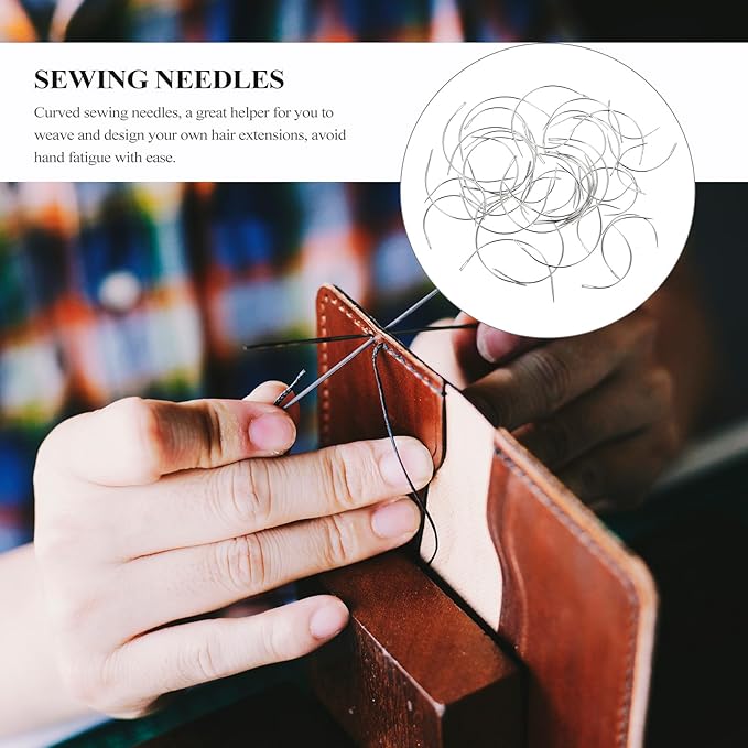 48 Pieces Curved Needles Practical C Type Big Eyes Hand Sewing Needles quilting needles for hand quilting Weaving Needle 2.0/2.5/3/3.5 Inch 4 Sizes for Home
