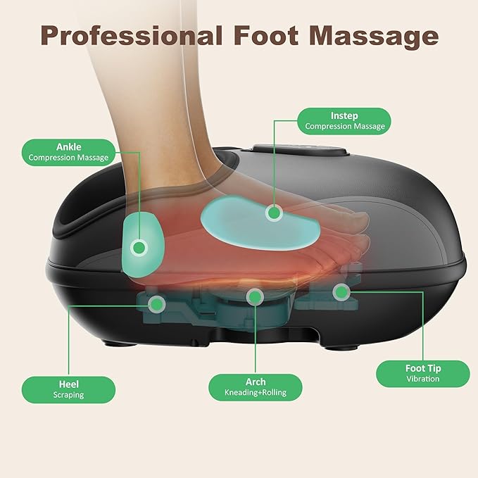 2026 Upgraded Shiatsu Foot Massager with Heat and Compression, FSA Eligible HSA Store Eligible, Remote Control, Foot Massager for Plantar Fasciitis, Neuropathy,Valentine's Day Gifts, Men, Women