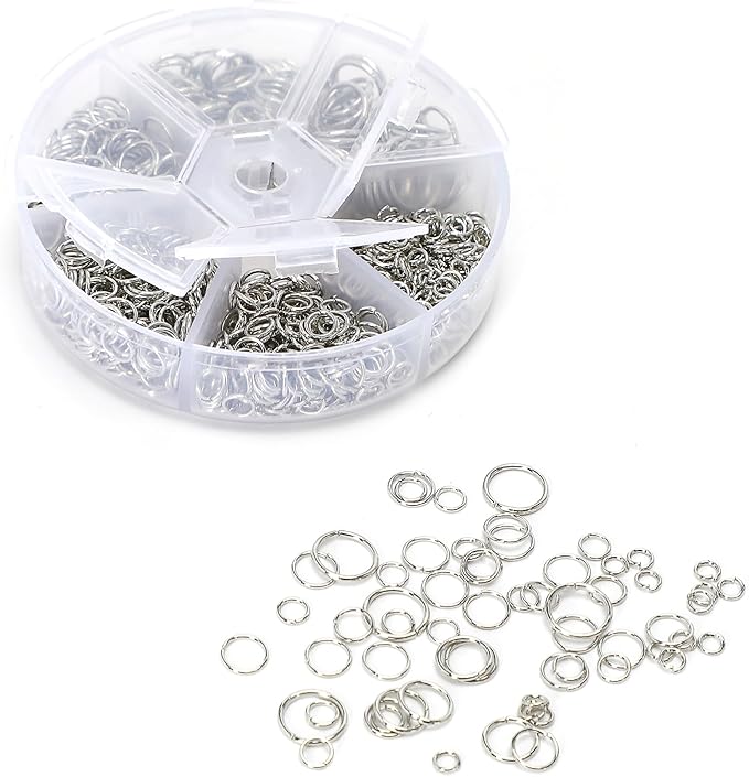 1100Pcs Open Jump Rings, Silver Jump Rings Set Stainless Steel Jump Ring O Ring Connectors for Jewelry Making Bracelet Earrings Necklace Connectors (4/5/6/7/8/10mm)…