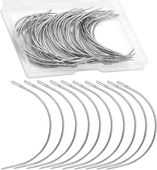 50 PCS Curved Needles, Sewing Needles, Leather and Weaving Needles for Carpet Leather Canvas Repairing, Blocking Knitting, Modelling and Crafts